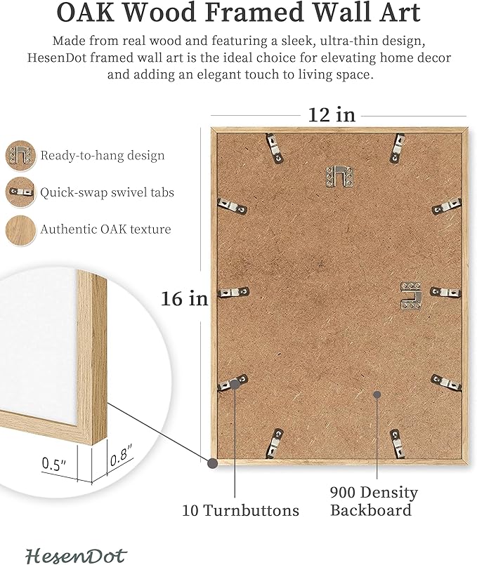 HesenDot Natural OAK Wood Los Angeles Cityscape Framed Wall Art,12x16in City Skyline Canvas Wall Print,Modern Urban Landmark Wall Decor for Living Room,Bedroom,Office Gallery Gifts Set of 1