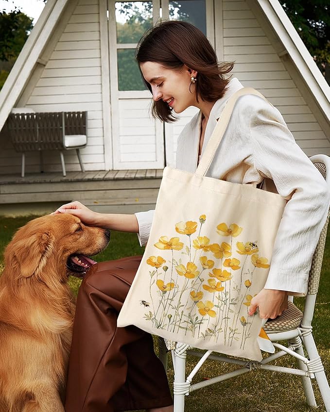 Aesthetic 2 Pack Canvas Tote Bag - with Makeup Zipper Pouch for Women Bag for Shopping, Gym, Travel, Vacation