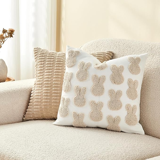 lifein 18x18 Pillow Covers-Throw Pillow Cover,Tufted Boho Jacquard Pillow Covers,Farmhouse Decorative Pillow Cover,Pillow Cases for Gift,Couch,Sofa,Bed,Chair,Living Room,Home Decor(18x18inch)