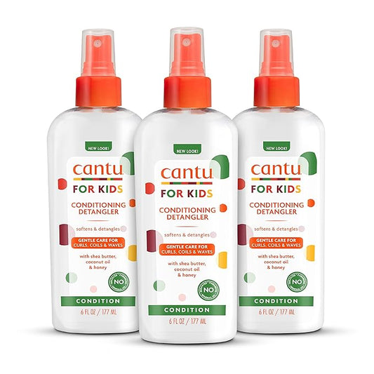 Cantu Care for Kids Paraben & Sulfate-free Conditioning Detangler with Shea Butter, 6 fl oz (Pack of 3)