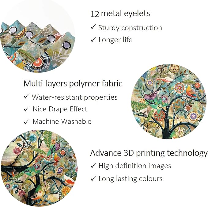 Bohemian Bathroom Curtain Colorful Boho Floral Print Beautiful Bright Polyester Fabric Cloth Shower Curtain for Bathroom Decoration, 72"x72"