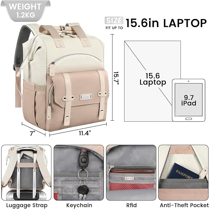 FALANKO Backpack for Women, 15.6 Inch Laptop Backpack with USB Charging Port, Water Resistant Work College Computer Teacher Nurse Doctor Backpack Bookbags Office Business Backpacks