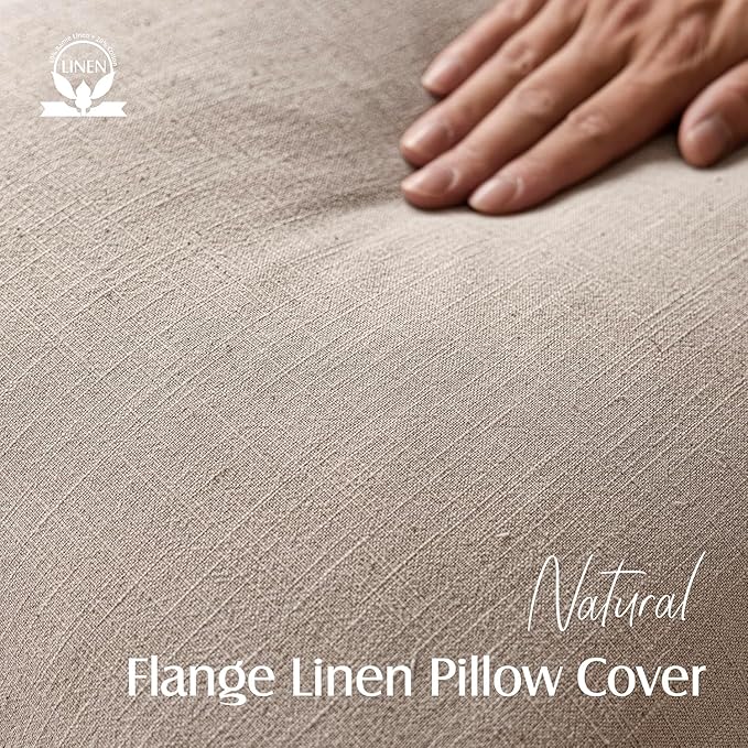 Foindtower Set of 2, Decorative Linen Soild Throw Pillow Covers Soft Accent Cushion Euro Case Boho Farmhouse Pillowcase for Chair Couch Sofa Bedroom Living Room Home Decor 16 x 16 Inch Natural Linen