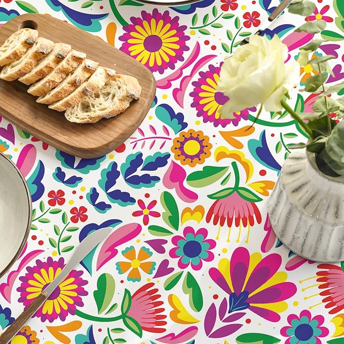 Horaldaily Mexico Tablecloth 60x84 Inch Oval, Halloween Cinco De Mayo Fiesta White Washable Seasonal Table Cover for Party Picnic Dinner Decor