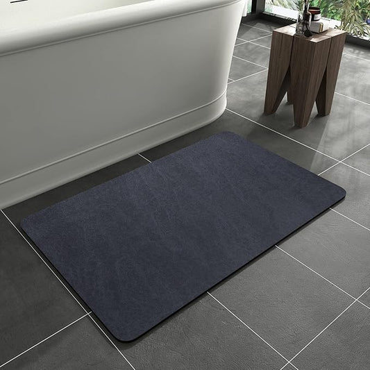 MontVoo -Bath Mat Rug-Rubber Backing Non Slip Quick Dry Absorbent Thin Bathroom Rugs Fit Under Door-Faux Suede Surface Bathroom Floor Mats-Shower Rug for in Front of Bathtub Shower Navy 16"x24"