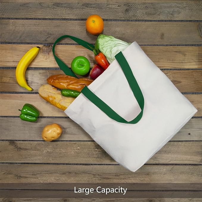 TOPDesign 2-Pack Canvas Tote Bags with Magnetic Snap, Reusable Grocery Shopping Bags, DIY Your Creative Designs