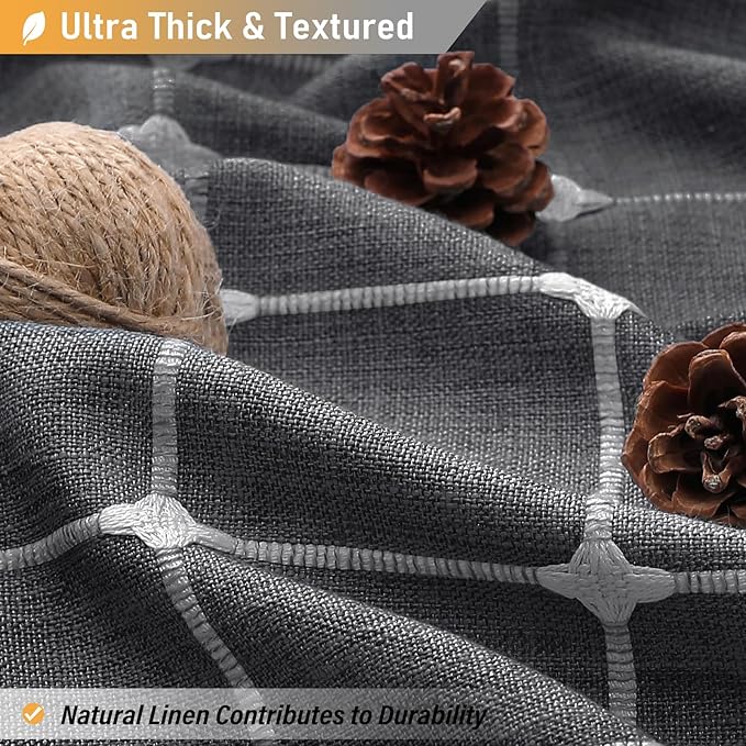 BTTN Stall Fabric Shower Curtain - 54x78 Inches Boho Linen Heavy Duty Tassel Shower Curtain Set with 10 Hooks, Narrow Rustic Modern Farmhouse Neutral Thick Shower Curtains for Bathroom - Charcoal Grey