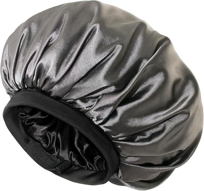 Satin Bonnet Adjustable Sleeping Silk Bonnet Black Women Men Double Layer Satin Silk Sleep Cap Hair Wrap Large Curly Hair