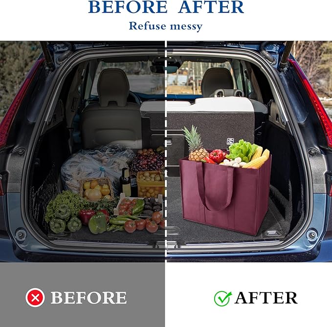 WISELIFE Reusable Grocery Shopping Bags 10 Pack Large Foldable Tote Bags Bulk,Eco Produce Bags with Long Handle for Shopping Groceries Clothes(5 Assorted Colors)