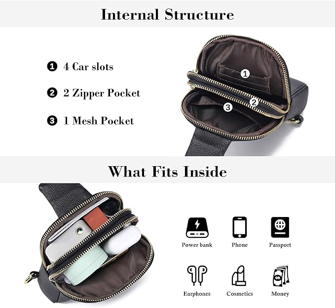 INICAT Travel Small Sling Bag Leather Crossbody Bags for Women Fanny Packs Cross Body Bag for Woman Cross Body Purses