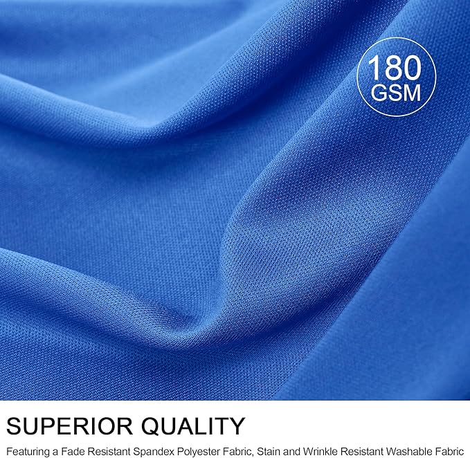 Outpain Royal Blue Spandex Round Tablecloths for 72 inch Tables, Stretchy 132inch Fitted 6FT Round Table Cloths with Skirt for Wedding Party Dining Banquet