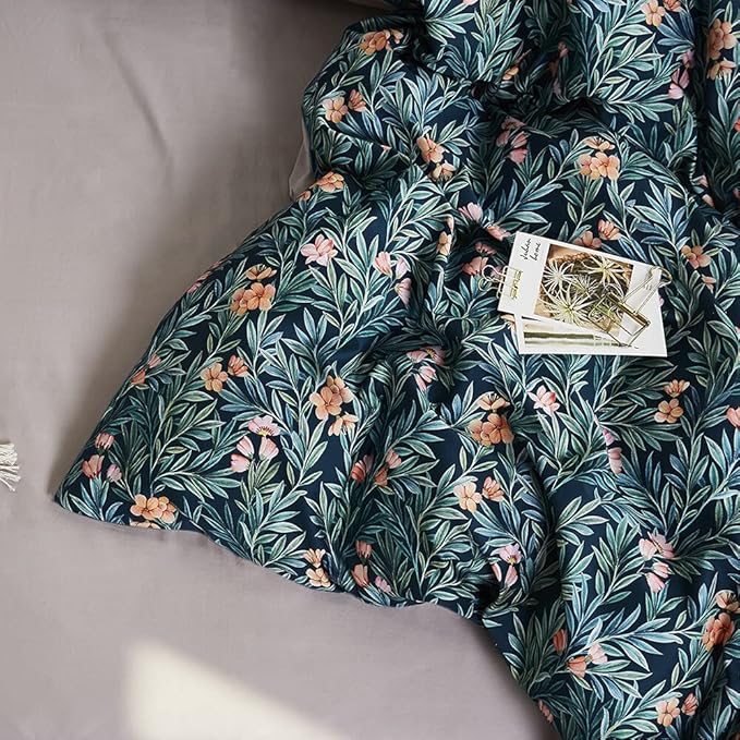 Duvet Cover King Size Set Boho Floral Pattern Vintage Soft Bedding Leaf Print Paisley Duvet Cover with Pillowcases