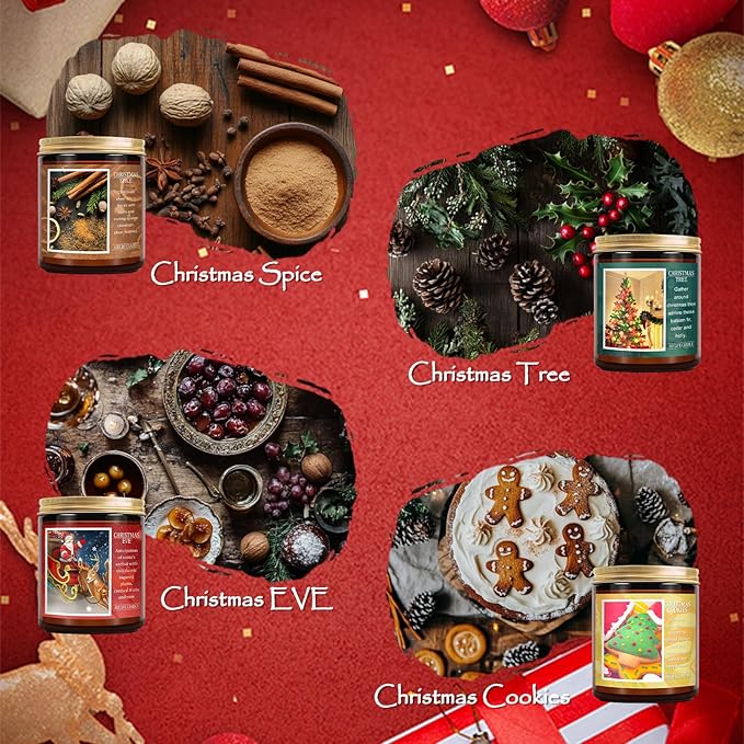 Christmas Tree Candle - Scented Aromatherapy Jar Candle for Home - Winter Holiday Gifts for Women and Men - 7 oz