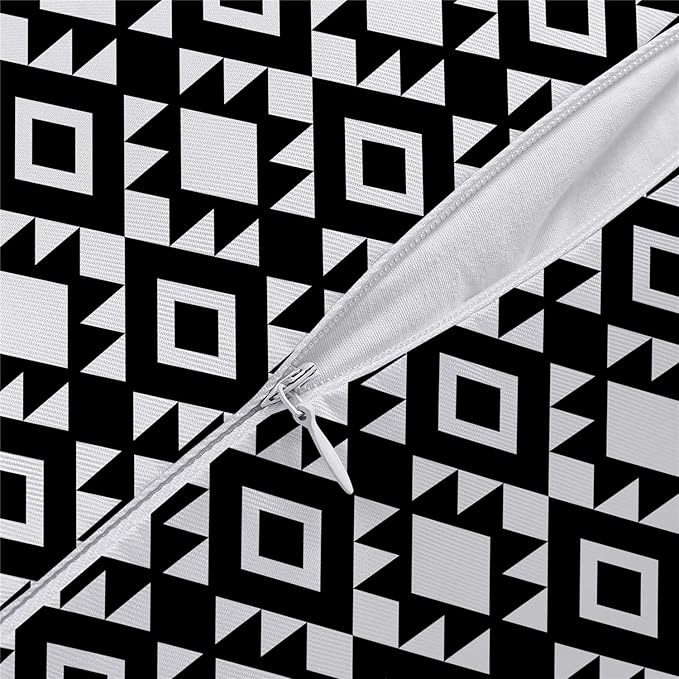 NIGHTWISH Outdoor Waterproof Pillow Covers 12x20 Set of 4 Black and White Decorative Outdoor Throw Pillows Boho Cushion Cases for Patio Furniture Bench Couch Sunbrella