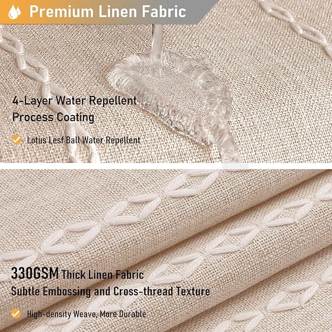 BTTN Stall Fabric Shower Curtain - 54x72 Inch Boho Linen Weighted Striped Shower Curtain Set with 10 Hooks, Narrow Rustic Modern Farmhouse Neutral Thick Cloth Shower Curtains for Bathroom - Taupe/Tan