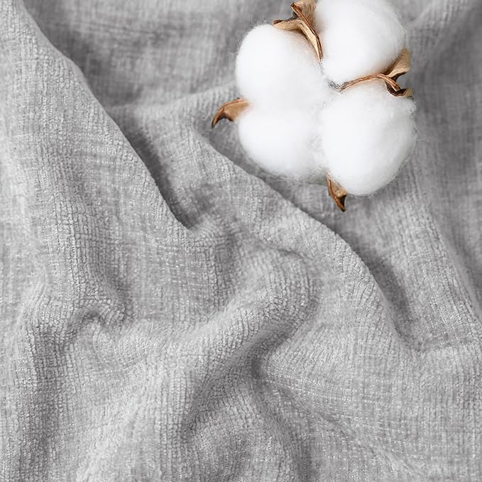 CaliTime Throw Pillow Covers Decorative 20 X 26 Inches Pack of 2 Cozy Chenille Standard Pillow Shams Cases for Couch Sofa Bed Living Room Home Moonbeam Gray