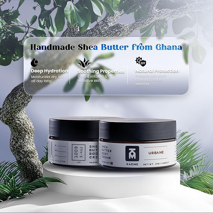 Kaeme Urbane African whipped shea butter handmade from raw organic body butter for women and men Deep Hydration for Dry Skin, Hair Repair (3.4oz/100g jar)