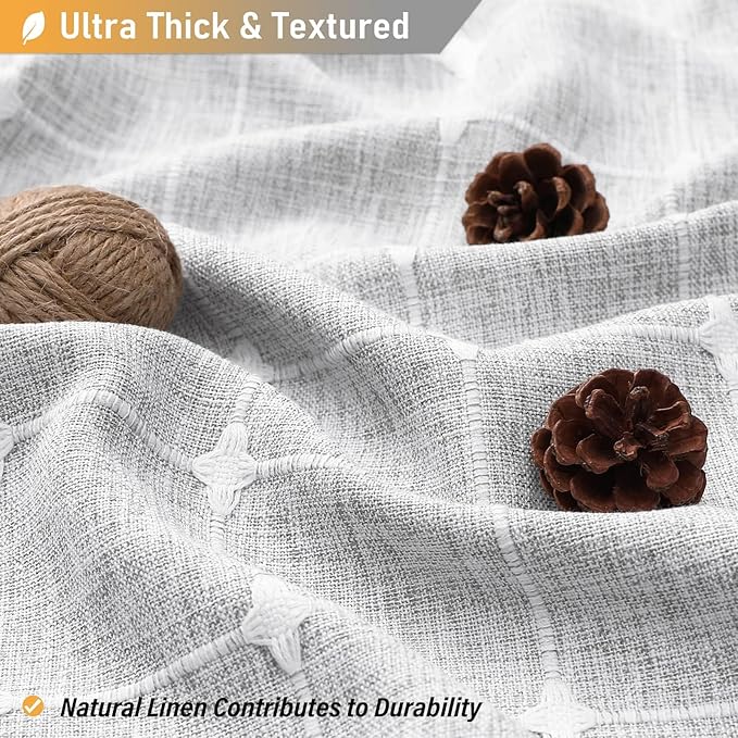 BTTN Boho Shower Stall Curtain - 48x72 Narrow Linen Ultra Thick Tassel Fabric Shower Curtain Set with 8 Plastic Hooks, Half Camper RV Modern Farmhouse Country Shower Curtains for Bathroom, Grey/Gray