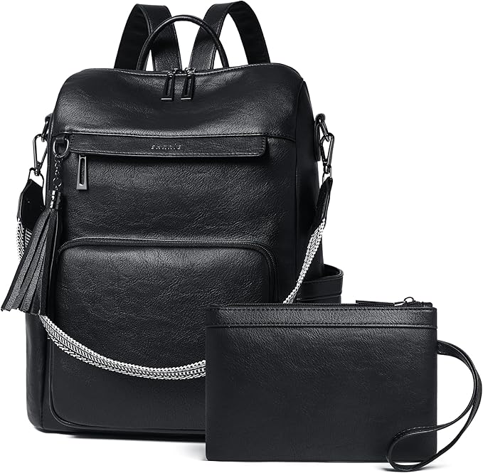 Shrrie Vegan Leather Laptop Backpack for Women 15.6 inch Work Backpack Fashion Travel Backpack Purse for Travel College Work