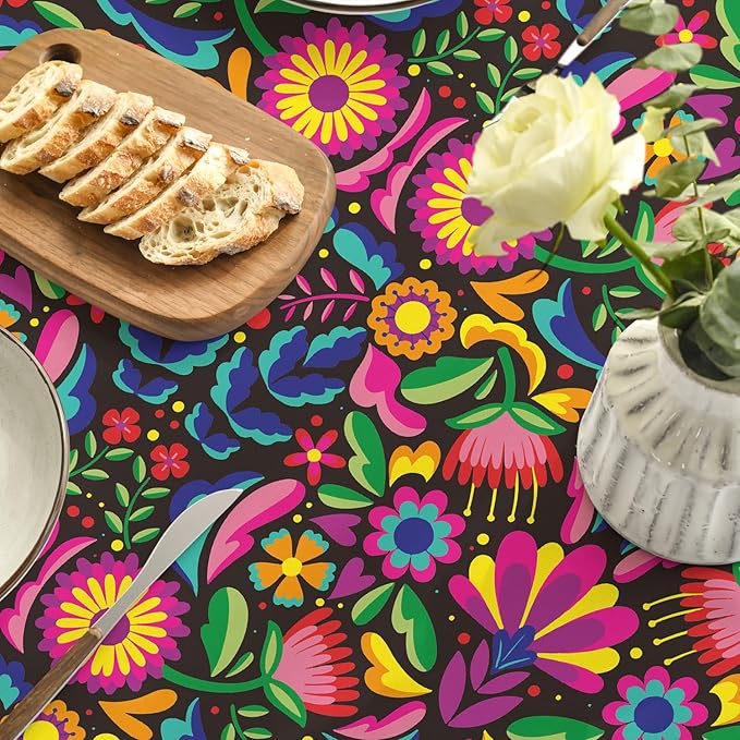Horaldaily Mexico Tablecloth 60x84 Inch Oval, Halloween Cinco De Mayo Fiesta Washable Seasonal Table Cover for Party Picnic Dinner Decor