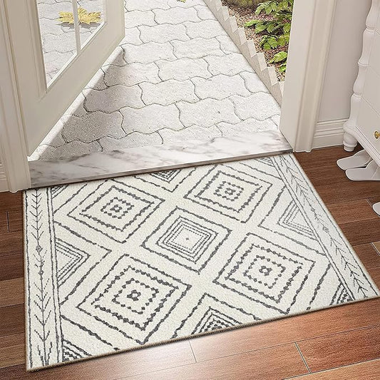 Area Rug 2x3 Rug Machine Washable Non-Slip Low Pile Print Pattern Western Rug for Living Room Bedroom Entryway Tribal Series -Navywhite/Black