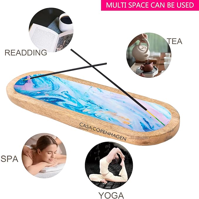 Casa Copenhagen Wooden Incense Holder & Incense Ash Catcher, Pack of 4, Modern Incense Stick Holder for Gifting & Décoration of Home,Yoga,Spa,Hotel - Spiral Galaxy