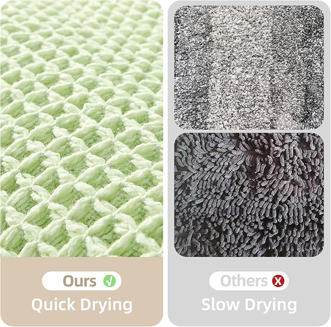 Waffle Bath Mat, Boho Bathroom Rugs Non Slip Washable Super Absorbent Quick Dry Cute Bath Mat Farmhouse Bathroom Decor, 30"x20" Pale Green