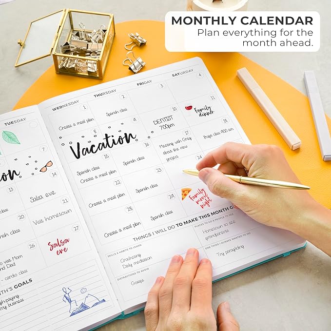 Clever Fox Planner PRO Light – Weekly & Monthly Life Planner to Increase Productivity, Time Management and Hit Your Goals, 8.5x11″ (Turquoise)