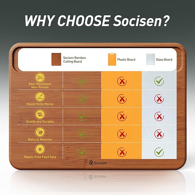 Bamboo Cutting Board Set Non Toxic Wood Chopping Board Over Sink Kitchen Gadgets Charcuterie & Chopping Board Apartment Essentials New Home Must Haves Things Stuff Accessories House Housewarming Gift