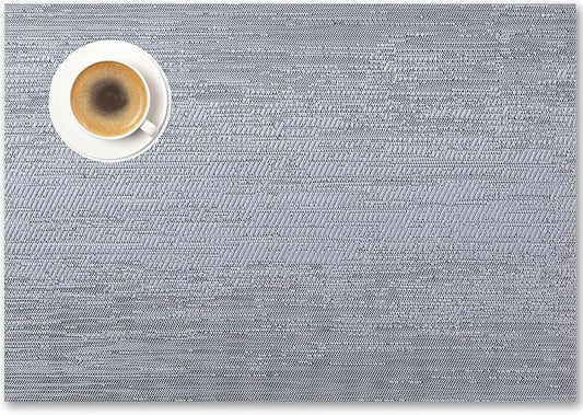 Placemats Set of 8 - Easy Clean Woven Vinyl Placemat for Dining Table, Indoor/Outdoor Place Mats, Washable PVC Table Mats（Gray）