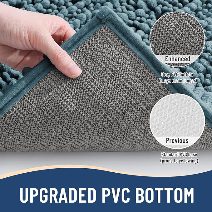 Arotive Luxury Chenille Bathroom Rug Mat, Extra Soft Thick Absorbent Shaggy Bath Rugs, Non-Slip Machine Wash Dry, Plush Bath Mats for Bathroom, Shower and Tub, 30x20, Smoky Gray