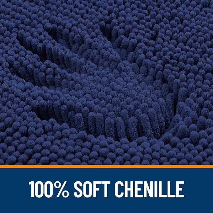 OLANLY Bathroom Rugs 24x16, Extra Soft Absorbent Chenille Bath Rugs, Rubber Backing Quick Dry, Machine Washable Bath Mats for Bathroom Floor, Tub and Shower, Home Decor Accessories, Twilight Sapphire