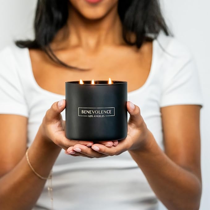 Benevolence LA 3 Wick Candle, Black Berries (Baies) Large Scented Candle | Soy Candles | Gifts for Women and Men | Home Fragrance | Aromatherapy | Bathroom Freshener 14.5 Oz, 45 Hour Burn