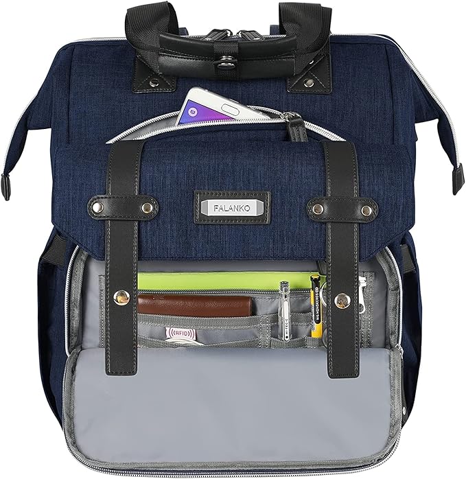 FALANKO Laptop Backpack for Women, Doctor Teacher Work Bookbag College Shoulder Bag with USB Port RFID Anti-theft, Nurse Travel Business Bag for Men Women Fit 15.6 Inch Computer