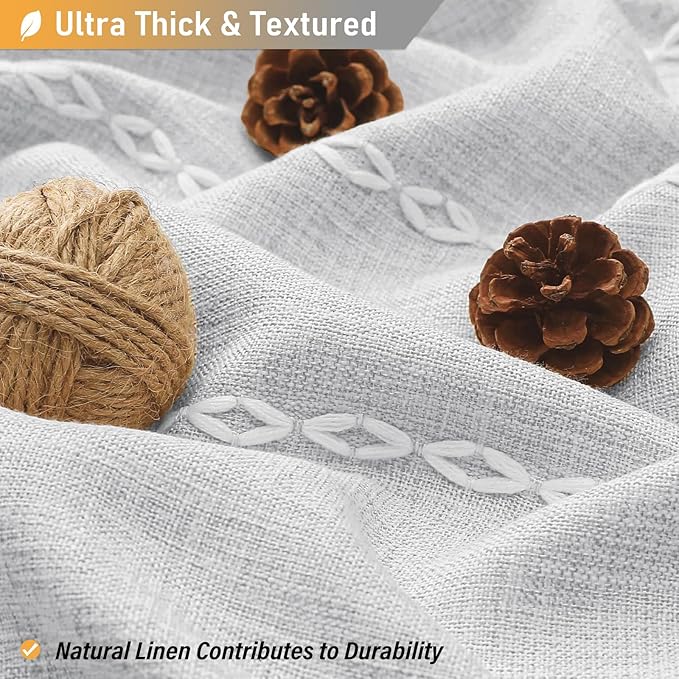 BTTN Extra Long Shower Curtain - 72x90 Inch Striped Boho Linen Fabric Heavy Duty Shower Curtain Set with Plastic Hooks, Modern Bohemian Farmhouse Luxury Tassel Cloth Shower Curtains for Bathroom, Grey