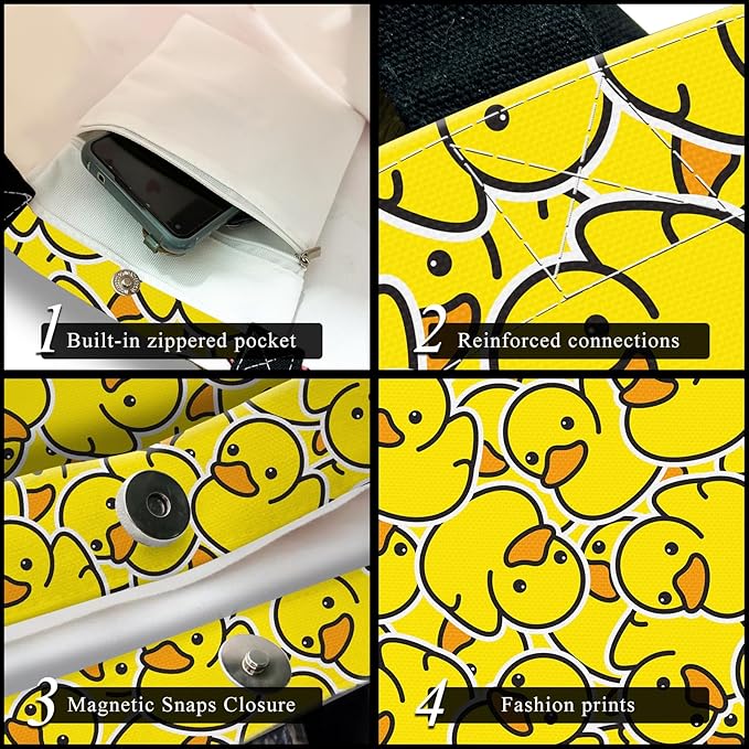 Canvas Tote Bag for Women，Cute Heavy-Duty Shoulder Bag with Zipper Pocket -Travel Tote for Grocery, Gym,Shopping