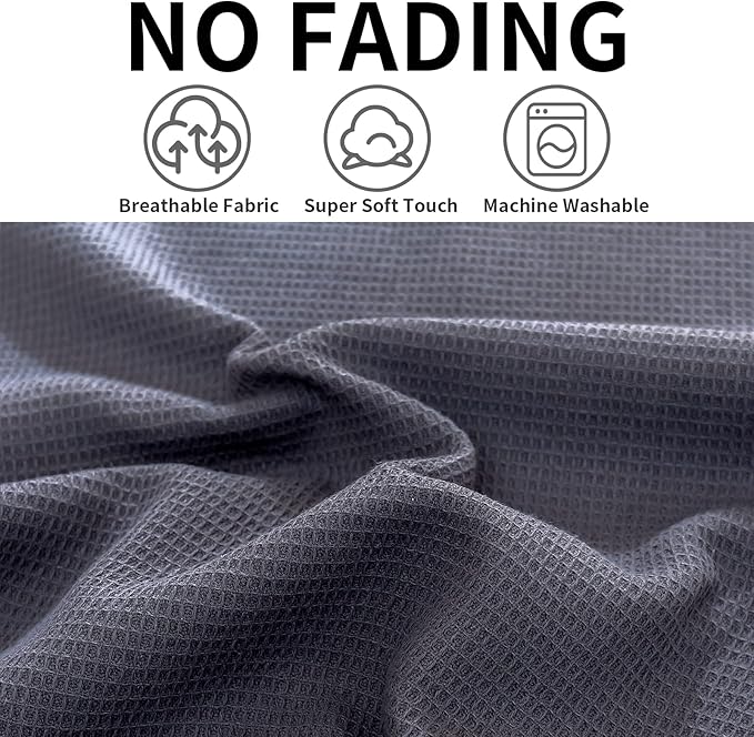 QUILTINA Dish Towels Set,100% Cotton Waffle Weave Kitchen Towels 6 Pack,17 x 25 Inches Dish Towels for Kitchen,Super Absorbent for Drying and Cleaning (Gray)