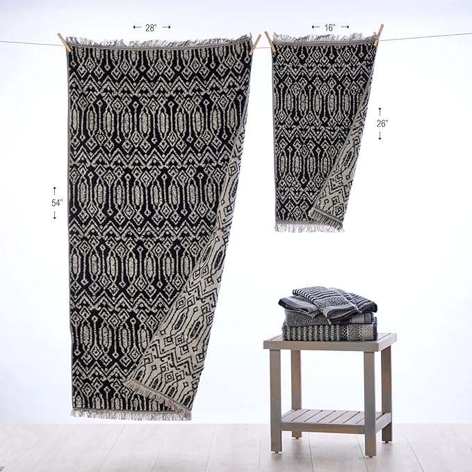 SKL Home Nador Hand Towel, 2-Pack, Black