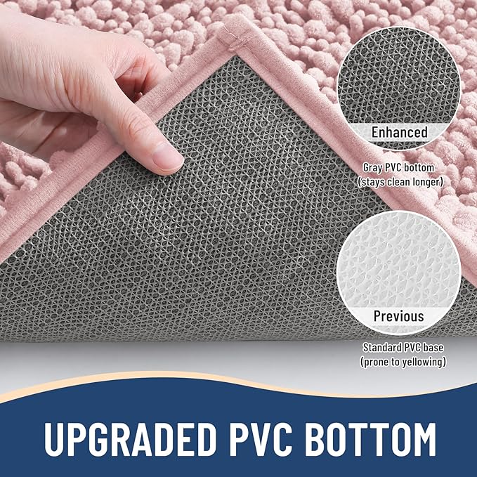 Arotive Luxury Chenille Bathroom Rug Mat, Extra Soft Thick Absorbent Shaggy Bath Rugs, Non-Slip Machine Wash Dry, Plush Bath Mats for Bathroom, Shower and Tub, 30x17, Dirty Pink