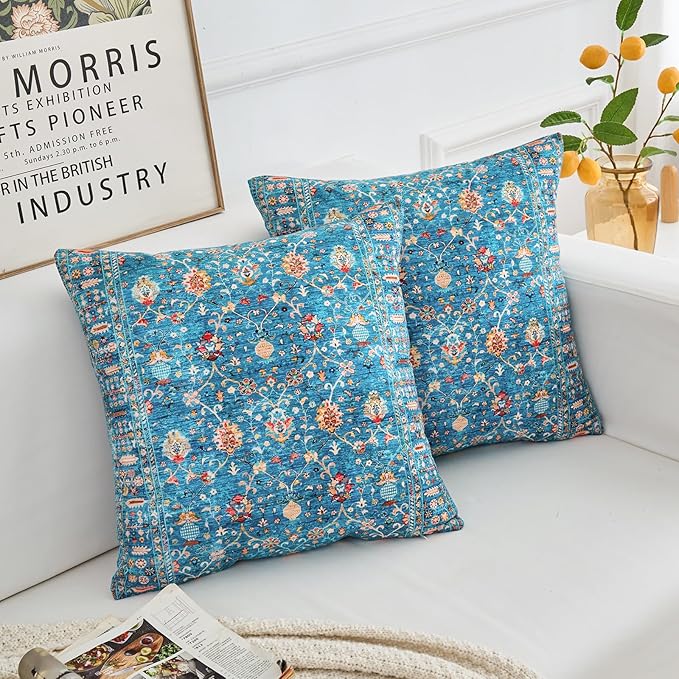 Boho Throw Pillow Covers 26x26 inch Set of 2,Boho Vintage Carpet Pattern Antique Ethnic Decor Double Sided Pattern Cushion Cover Soft Pillow Case Living Sofa Room Bed Square Pillow Cover