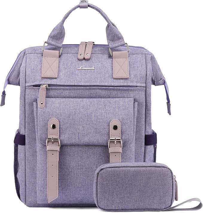 LOVEVOOK 17 Inch Backpack for Women, Laptop Bag Teacher Nurse Work Bags, Large Travel Backpack Business Computer Laptop Bag, College Backpack Stylish Daypack, Light Purple