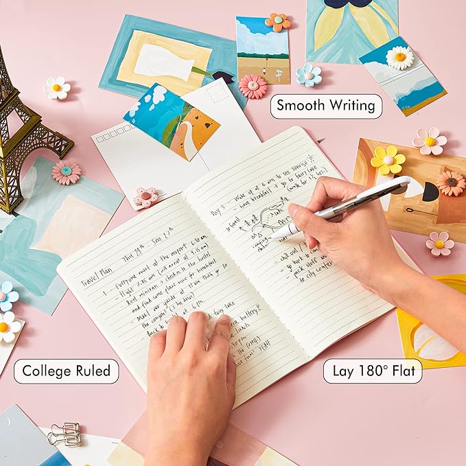 feela 36 Pack Soft Cover Journal Bulk, Lined Blank Travel Journal for Women Men Writing, Notebooks College Ruled for Work, Note Taking Notebook School Business Supplies, 8.2” x 5.5”, A5, Pink