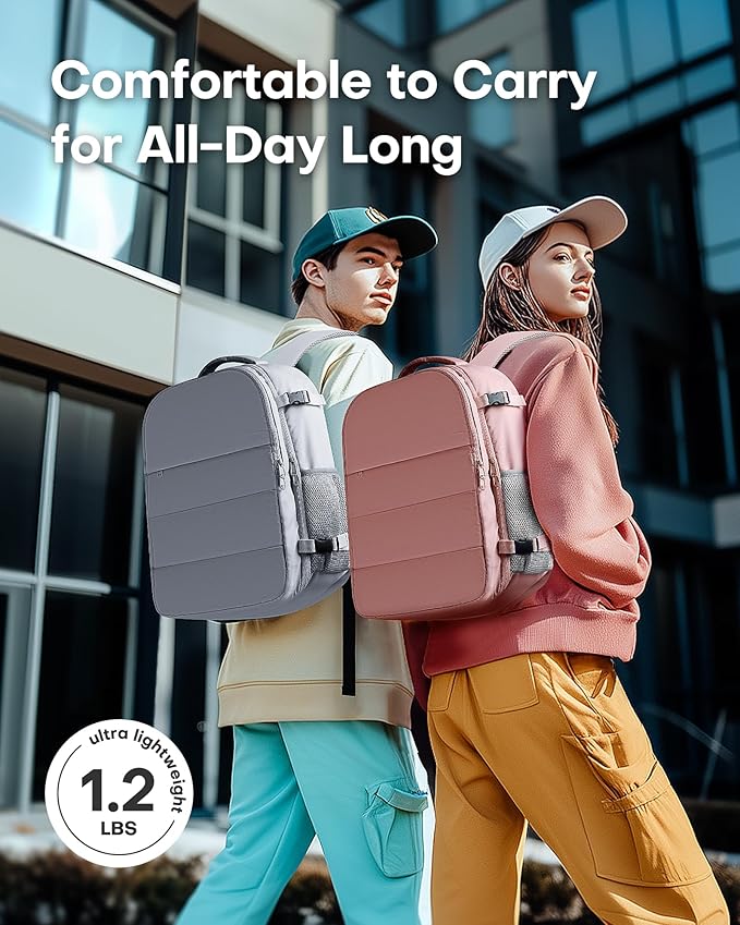 HOTOR Travel Backpack - Flight Approved Travel Bag for Men and Women, Carry on Luggage for 15.6" Laptop and Travel Essentials for Work, Business, Weekender, College 11.8"x7.9"x17.3" (Grey)