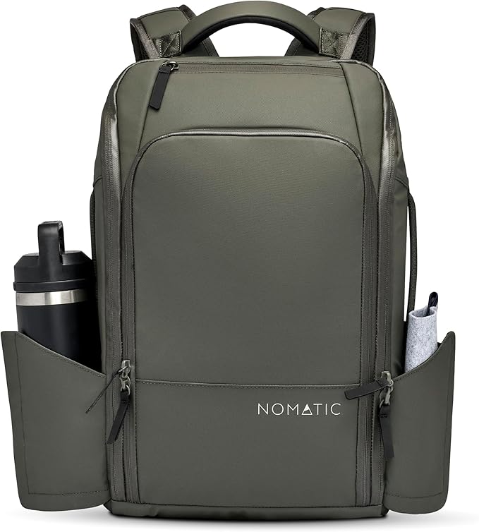 NOMATIC 14L Travel Pack - Water Resistant Laptop Bag - TSA-Ready Expandable Backpack (Olive)