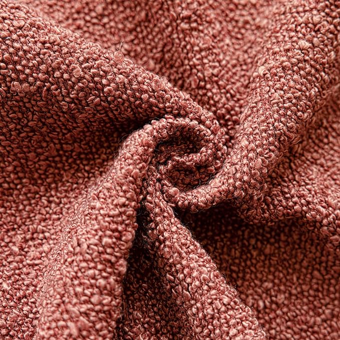 Foindtower Set of 2, Decorative Textured Boucle Throw Pillow Covers Accent Solid Pillow Cases Neutral Cozy Couch Cushion Case for Chair Sofa Bedroom Living Room Home Decor 24x24 Inch Orange Rust Red