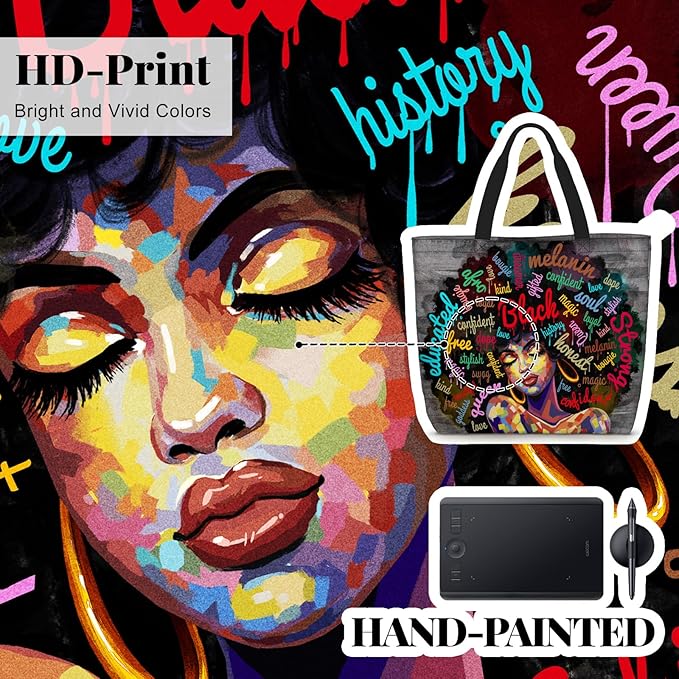 African American Black Women Tote Bag Black Girl Magic Shoulder Handbag For Work Travel Beach Shopping