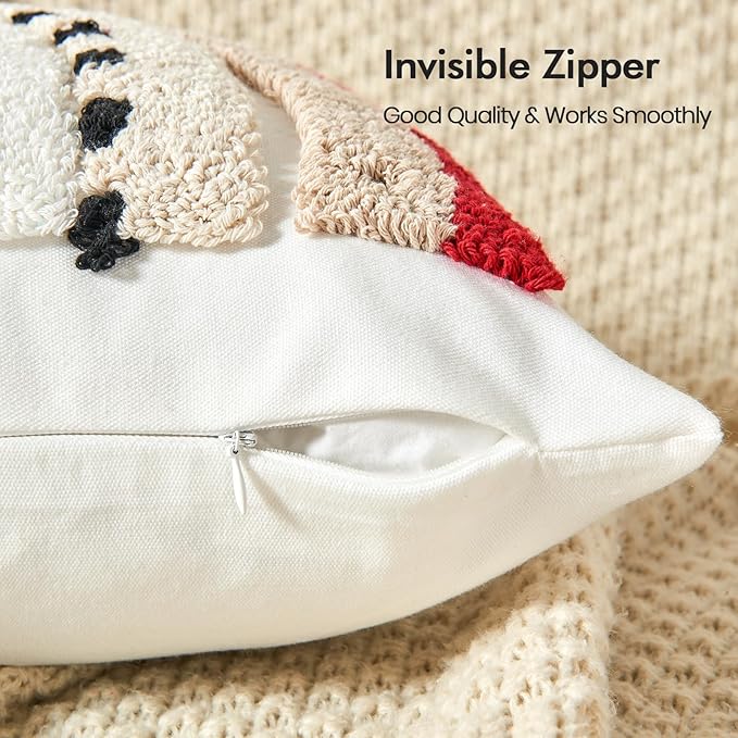 lifein 18x18 Pillow Covers-Throw Pillow Cover,Tufted Boho Jacquard Pillow Covers,Farmhouse Decorative Pillow Cover,Pillow Cases for Gift,Couch,Sofa,Bed,Chair,Living Room,Home Decor(18x18inch)