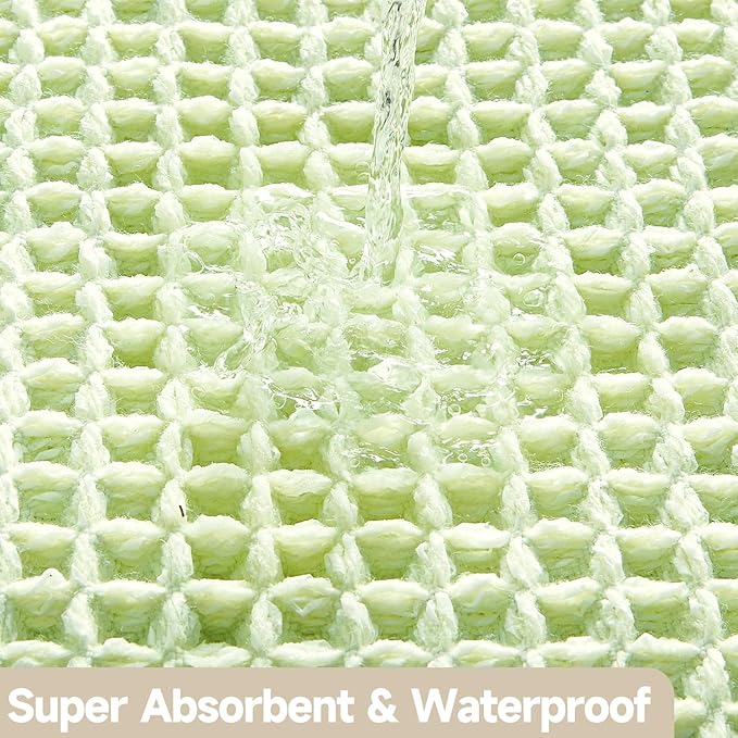 Waffle Bath Mat, Boho Bathroom Rugs Non Slip Washable Super Absorbent Quick Dry Cute Bath Mat Farmhouse Bathroom Decor, 30"x20" Pale Green