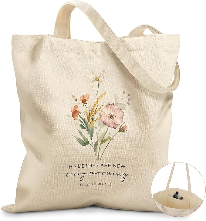 Canvas Tote Bag for Women - Aesthetic Canvas Totes with Pockets Cute Reusable Cloths Ladies Shoulder Bag