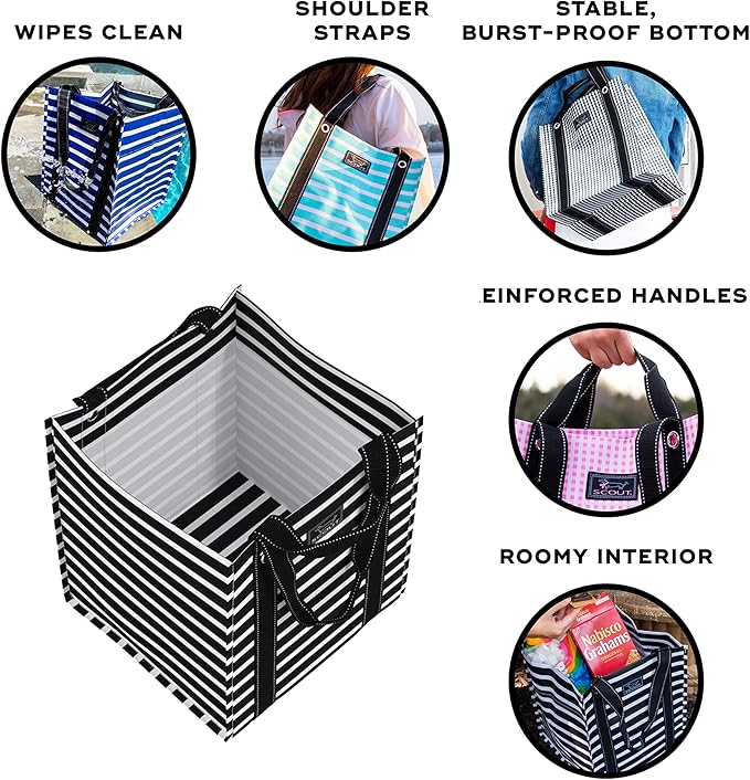 SCOUT Bagette Market Tote, Large Reusable Grocery Bag with Burst-Proof Bottom